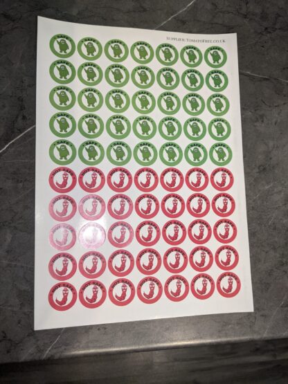 Sheet of allergy safety labels